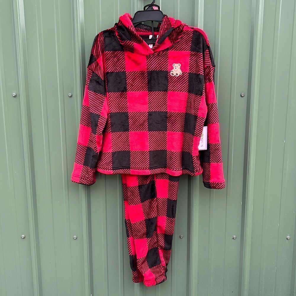 Women's Plush Hoodie and Joggers Pajama Lounge Sleep 2-Piece Set Size S